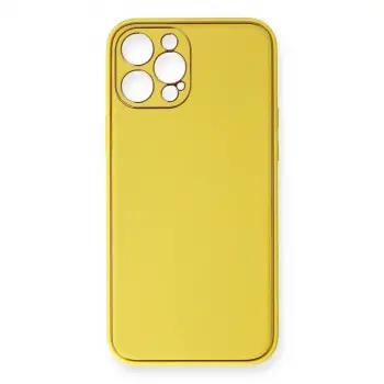 İphone 12 Pro Max Kılıf Coco Deri Silikon Kapak - Sarı