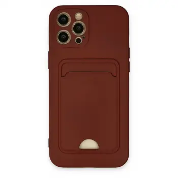 İphone 12 Pro Max Kılıf Kelvin Kartvizitli Silikon - Bordo