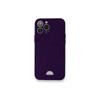 İphone 12 Pro Max Kılıf Kelvin Kartvizitli Silikon - Derin Mor