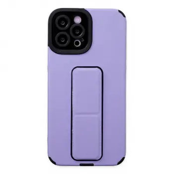 İphone 12 Pro Max Kılıf Mega Standlı Silikon - Lila
