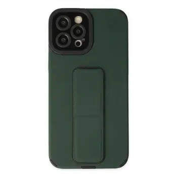 İphone 12 Pro Max Kılıf Mega Standlı Silikon - Yeşil