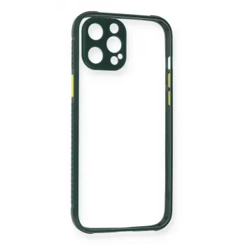 İphone 12 Pro Max Kılıf Miami Şeffaf Silikon - Koyu Yeşil