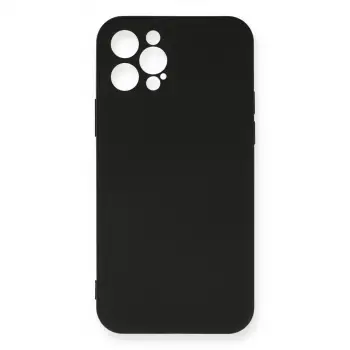 İphone 12 Pro Max Kılıf Nano İçi Kadife Silikon - Siyah