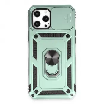 İphone 12 Pro Max Kılıf Pars Lens Yüzüklü Silikon - Yeşil