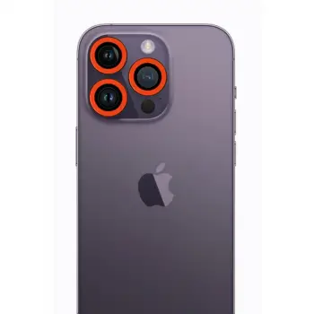 İphone 12 Pro Max Neon Fosforlu Kamera Lens - Turuncu