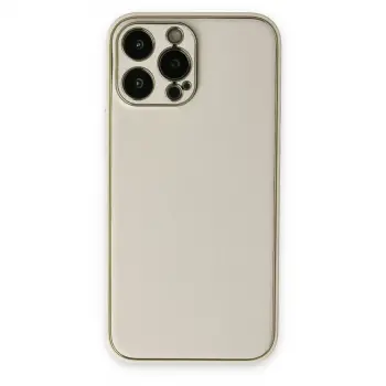 İphone 13 Pro Kılıf Coco Deri Silikon Kapak - Beyaz