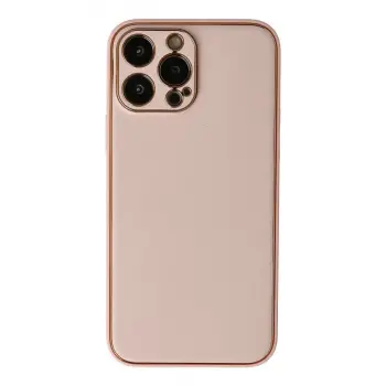 İphone 13 Pro Kılıf Coco Deri Silikon Kapak - Pudra