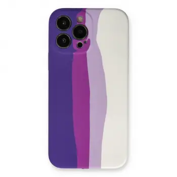 İphone 13 Pro Kılıf Ebruli Lansman Silikon - Mor-beyaz