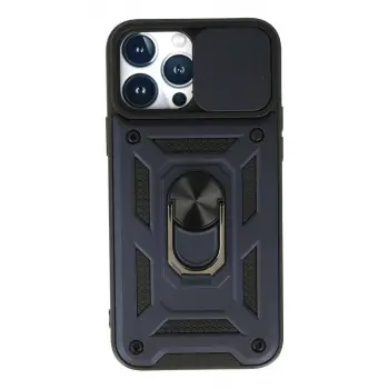 İphone 13 Pro Kılıf Pars Lens Yüzüklü Silikon - Lacivert