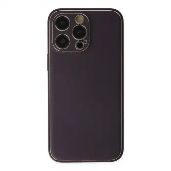 İphone 13 Pro Max Kılıf Coco Deri Silikon Kapak - Derin Mor