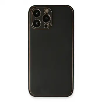 İphone 13 Pro Max Kılıf Coco Deri Silikon Kapak - Siyah