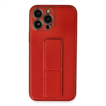 İphone 13 Pro Max Kılıf Coco Deri Standlı Kapak - Kırmızı