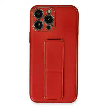 İphone 13 Pro Max Kılıf Coco Deri Standlı Kapak - Kırmızı