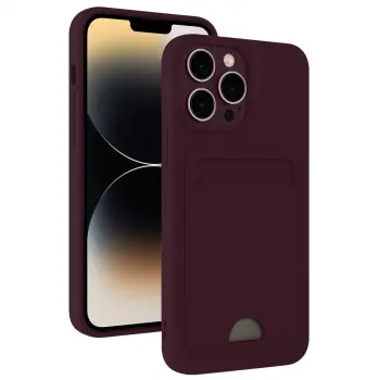 İphone 13 Pro Max Kılıf Kelvin Kartvizitli Silikon - Derin Mor