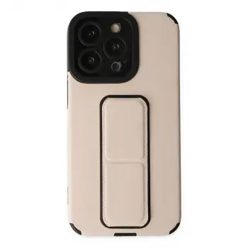 İphone 13 Pro Max Kılıf Mega Standlı Silikon - Gold