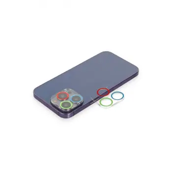 İphone 13 Pro Max Renkli Kamera Lens Koruma Cam - Mavi-yeşil