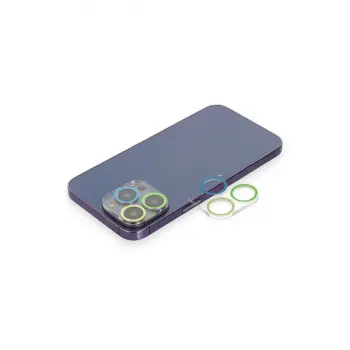 İphone 13 Pro Renkli Kamera Lens Koruma Cam - Yeşil-sarı