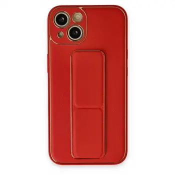 İphone 14 Kılıf Coco Deri Standlı Kapak - Kırmızı