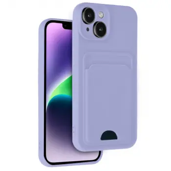 İphone 14 Kılıf Kelvin Kartvizitli Silikon - Lila