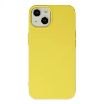 İphone 14 Kılıf Nano İçi Kadife Silikon - Sarı