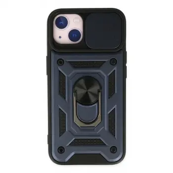 İphone 14 Kılıf Pars Lens Yüzüklü Silikon - Lacivert