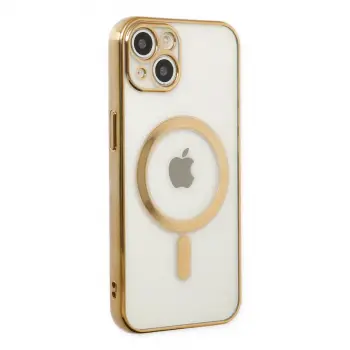 İphone 14 Plus Kılıf Magneticsafe Lazer Silikon - Gold