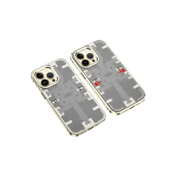 İphone 14 Pro Kılıf Mekanik Bumper Kapak - Gold