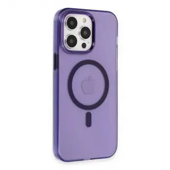 İphone 14 Pro Max Kılıf Tron Şeffaf Magsafe Kapak - Derin Mor