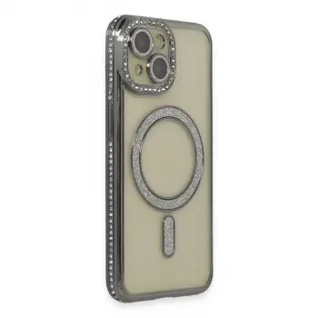 İphone 15 Kılıf Joke Simli Magneticsafe Kılıf - Gri
