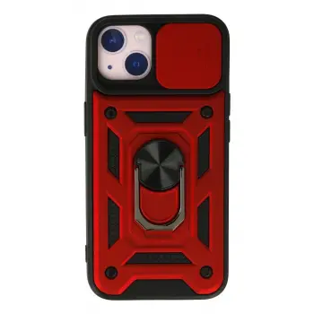 İphone 15 Kılıf Pars Lens Yüzüklü Silikon - Kırmızı