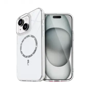 İphone 15 Plus Live Diamond Magsafe Kapak - Şeffaf