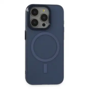 İphone 15 Pro Kılıf Anka Pc Magneticsafe Sert Metal Kapak - Lacivert