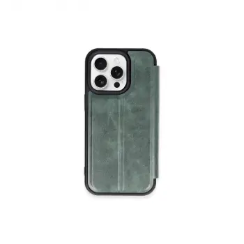 İphone 15 Pro Max Kılıf Flip Cover - Koyu Yeşil