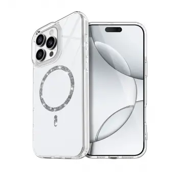 İphone 15 Pro Max Live Diamond Magsafe Kapak - Şeffaf