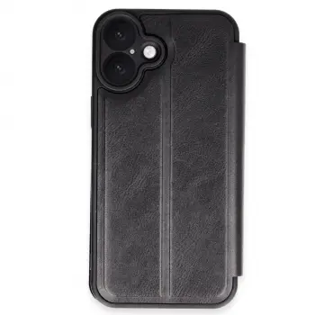 İphone 16 Kılıf Flip Cover - Siyah