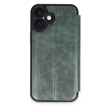 İphone 16 Plus Kılıf Flip Cover - Koyu Yeşil