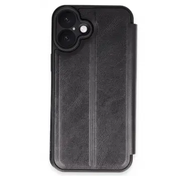 İphone 16 Plus Kılıf Flip Cover - Siyah