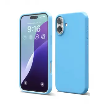 İphone 16 Plus Kılıf Nano İçi Kadife Silikon - Mavi
