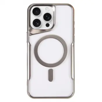 İphone 16 Pro Max Kılıf Boyi Magsafe Silikon Kapak - Gümüş
