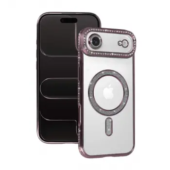İphone 17 Air Joke Simli Magneticsafe Kılıf - Pembe