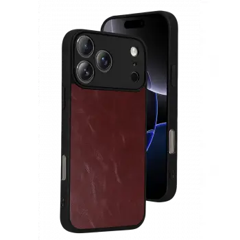 İphone 17 Pro Aras Deri Kapak - Bordo