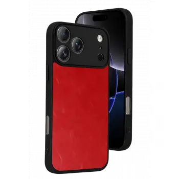İphone 17 Pro Max Aras Deri Kapak - Kırmızı