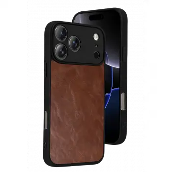 İphone 17 Pro Max Aras Deri Kapak - Taba