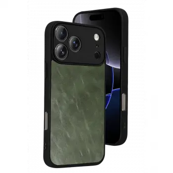 İphone 17 Pro Max Aras Deri Kapak - Yeşil