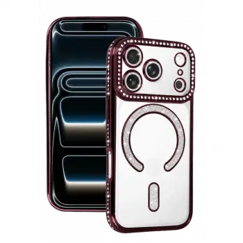İphone 18 Pro Joke Simli Magneticsafe Kılıf - Bordo
