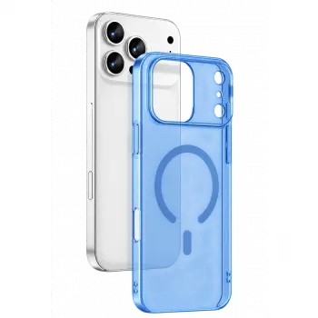 İphone 18 Pro Max Combo Sert Şeffaf Magsafe Kapak - Açık Mavi