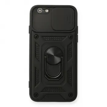 İphone 6 Kılıf Pars Lens Yüzüklü Silikon - Siyah
