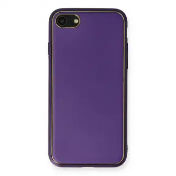 İphone 7 Kılıf Coco Deri Silikon Kapak - Mor