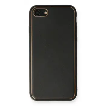 İphone 7 Kılıf Coco Deri Silikon Kapak - Siyah