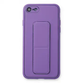 İphone 7 Kılıf Coco Deri Standlı Kapak - Koyu Lila